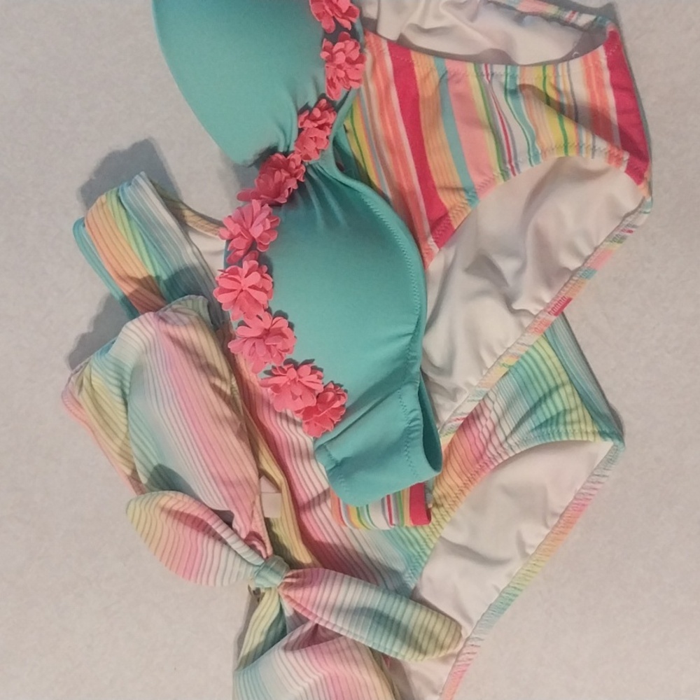 Victoria's Secret Turquoise and Pink Floral Bikini Bundle
